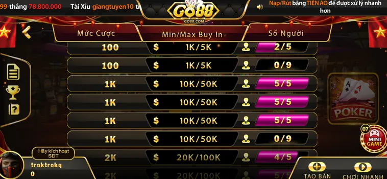 Chinh Phục Game Bài Poker Tại Go88 Để Khẳng Định Vị Thế Cao Thủ Xì Tố Toàn Cầu