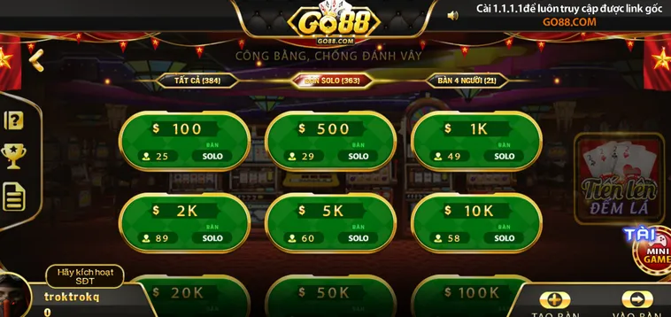 Chinh Phục Game Tiến Lên Đếm Lá Tại Go88 Với Những Ván Bài Đổi Đời Thần Tốc